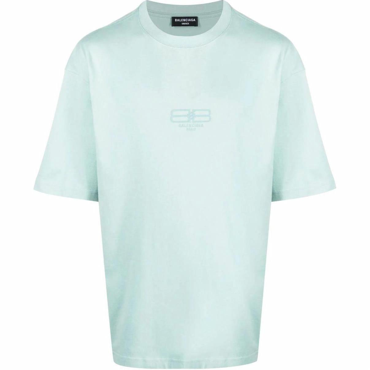 Футболка Balenciaga Embroidered Logo (светло-голубая)