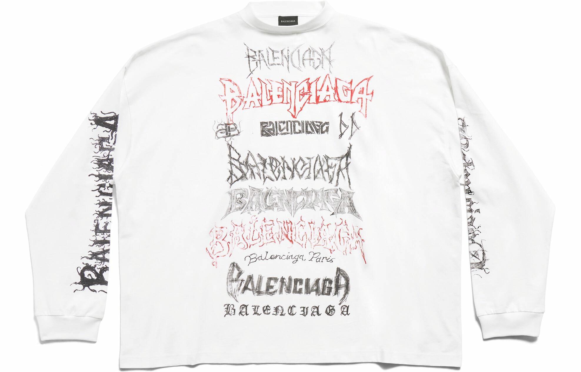 Футболка с длинным рукавом Balenciaga x New Year (белая)