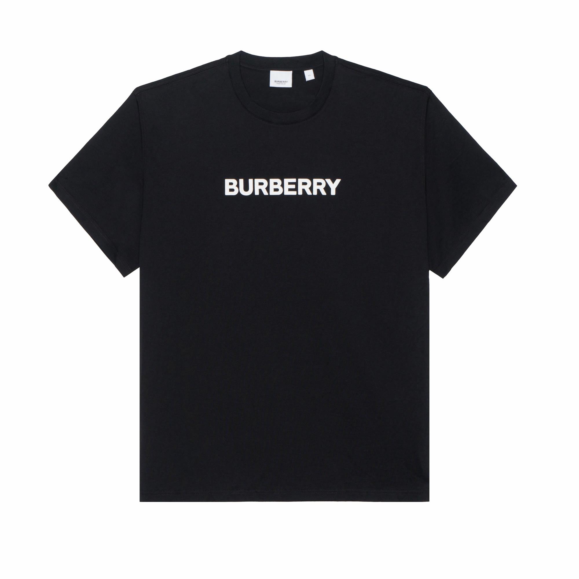 Мужская футболка Burberry с буквенным принтом (черная)