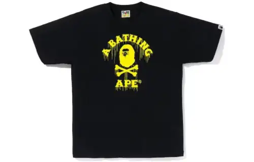 A BATHING APE T Shirts Men's Black Crew Neck Moderate Straight Fit