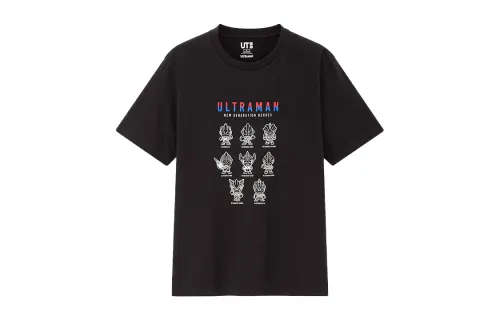 UNIQLO T Shirts Unisex Black Crew Neck Moderate Straight Fit