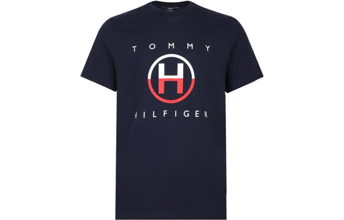 Tommy Hilfiger T-Shirts Men's Marine Blue Crew Neck Moderate Straight Fit