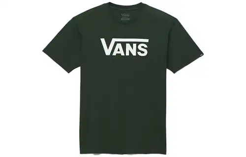 Vans T Shirts Unisex Olive Green Crew Neck Moderate Straight Fit