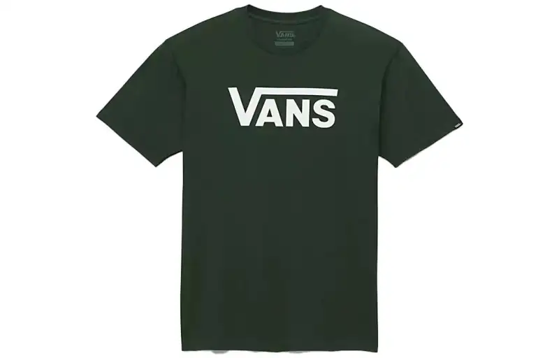 Vans T Shirts Unisex Olive Green Crew Neck Moderate Straight Fit