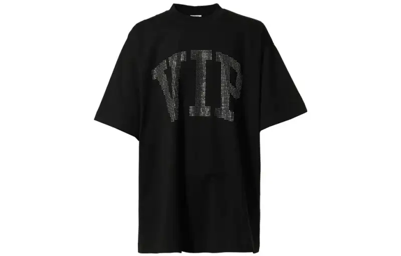 Vetements T Shirts Men's Black Crew Neck Moderate Straight Fit