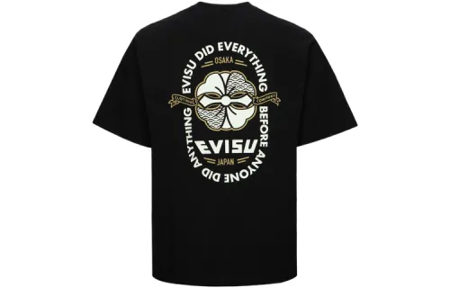 EVISU T Shirts Men's Black Crew Neck Moderate Straight Fit