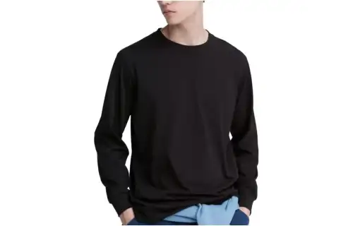 UNIQLO T Shirts Men's Black Crew Neck Moderate Straight Fit