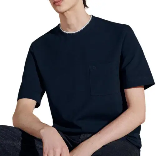 HERMES T Shirts Men's Navy Crew Neck Moderate Straight Fit