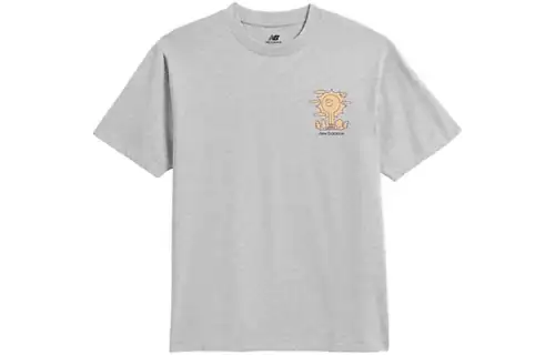 New Balance T Shirts Men's Gray Crew Neck Moderate Straight Fit