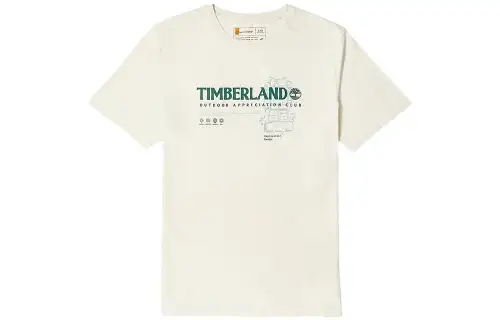 Timberland T Shirts Men's Vintage White Crew Neck Moderate Straight Fit