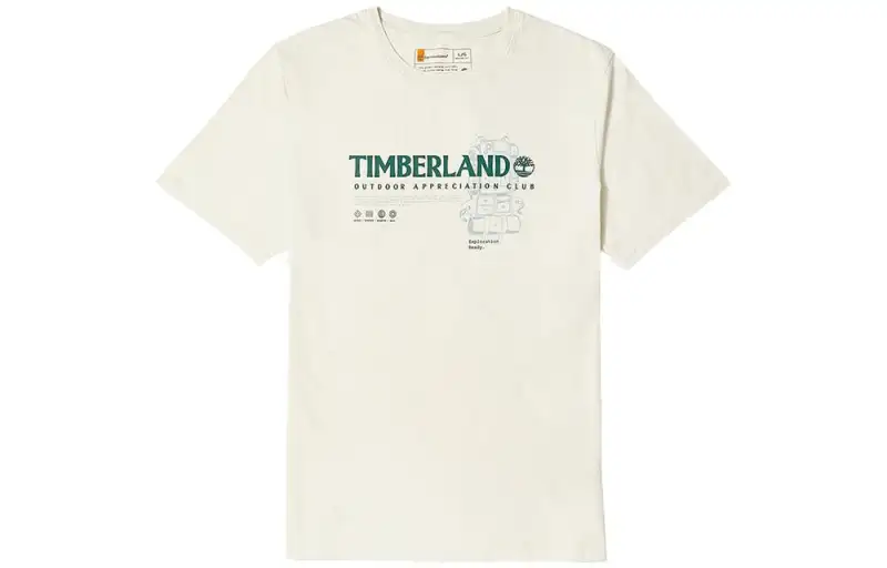 Timberland T Shirts Men's Vintage White Crew Neck Moderate Straight Fit