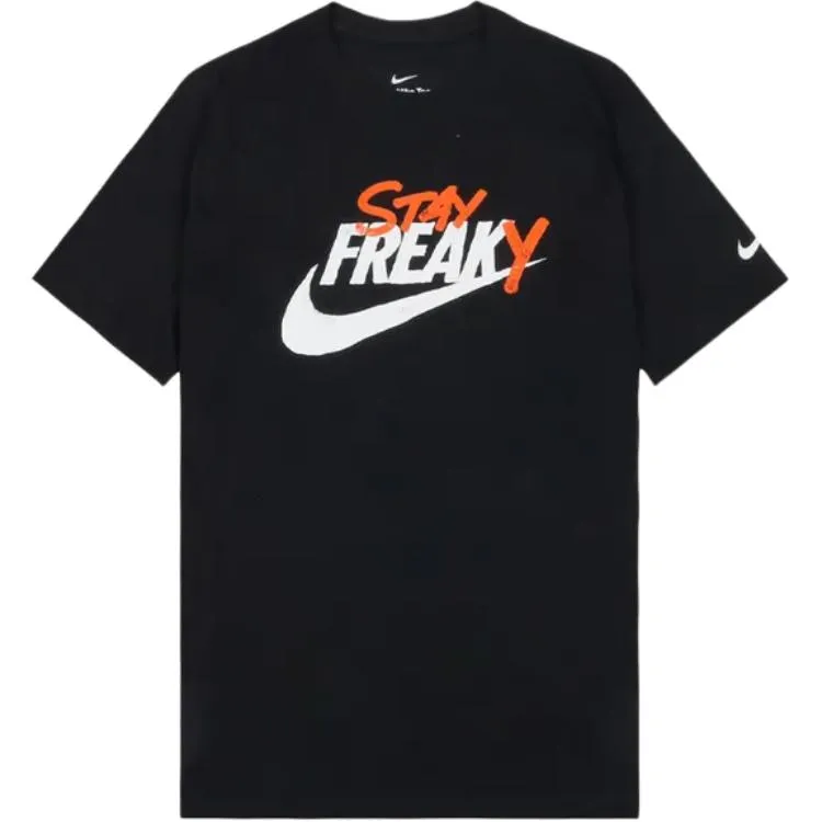 Nike T-Shirts Men's Black Crew Neck Moderate Straight Fit
