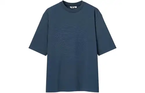UNIQLO U Collection T Shirts Men's Sea Blue Crew Neck Moderate
