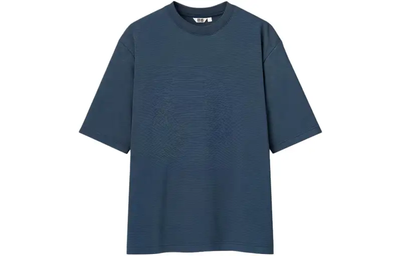 UNIQLO U Collection T Shirts Men's Sea Blue Crew Neck Moderate