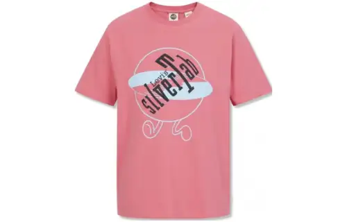 Levis T Shirts Unisex Pink Crew Neck Moderate Straight Fit