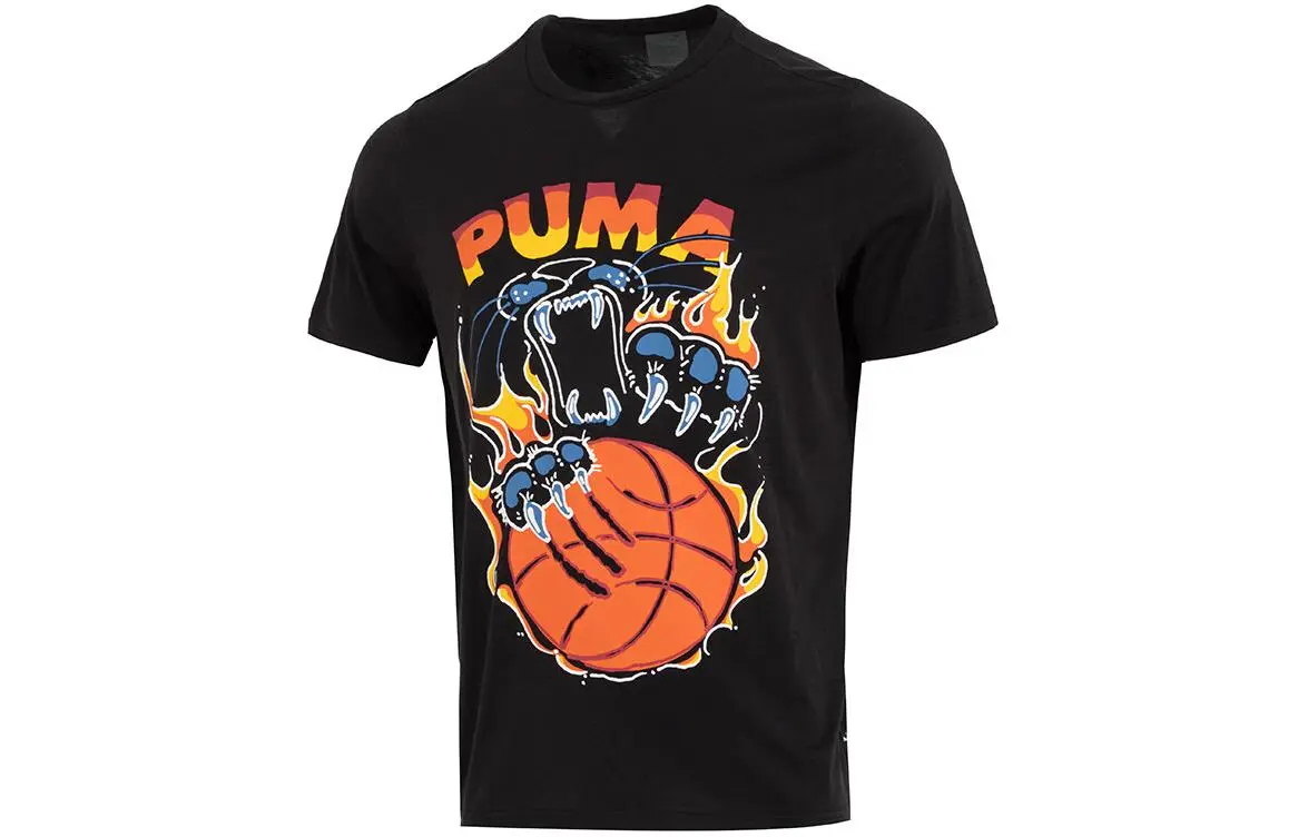 PUMA TSA T-Shirts Men's Black Crew Neck Moderate Straight Fit