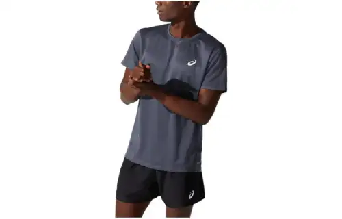 ASICS T Shirts Men's Dark Gray Crew Neck Moderate Straight Fit