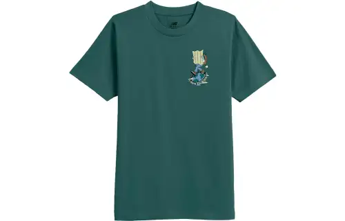 New Balance T Shirts Men's Green Crew Neck Moderate Straight Fit