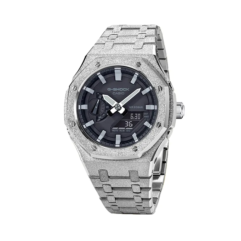 CASIO Custom Collection GA 2100 1A Customized Country Oak Frost Gold Steel Band 200m Waterproof Electronic Movement