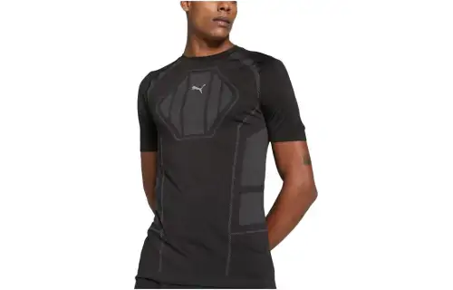 PUMA T Shirts Men's Black Crew Neck Moderate Straight Fit