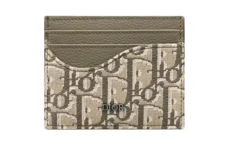 DIOR Saddle Grain Cow Leather With Textile Card Holder Men's Khaki