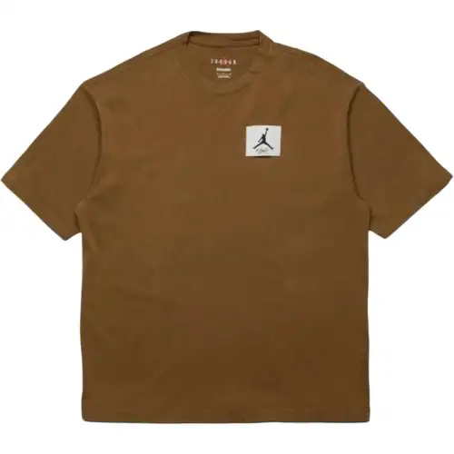 Jordan Flight Essentials T Shirts Men's Tan Crew Neck Moderate Straight Fit