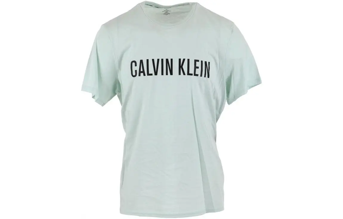 Calvin Klein T-Shirts Men's Light Green Crew Neck Moderate Straight Fit