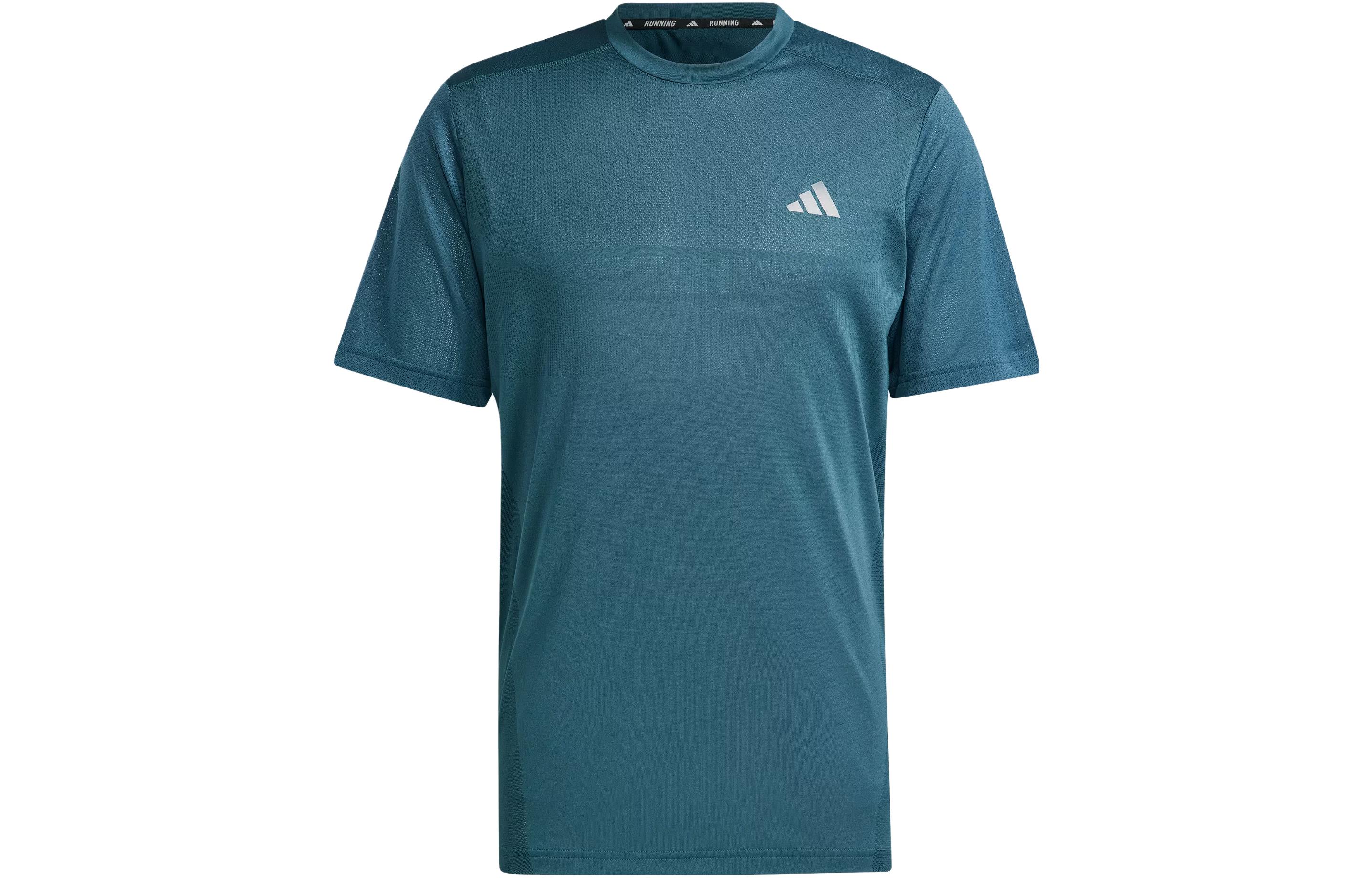 Adidas Ultimate Running T Shirts Men’s Arctic Ocean Blue Crew Neck Moderate Straight Fit