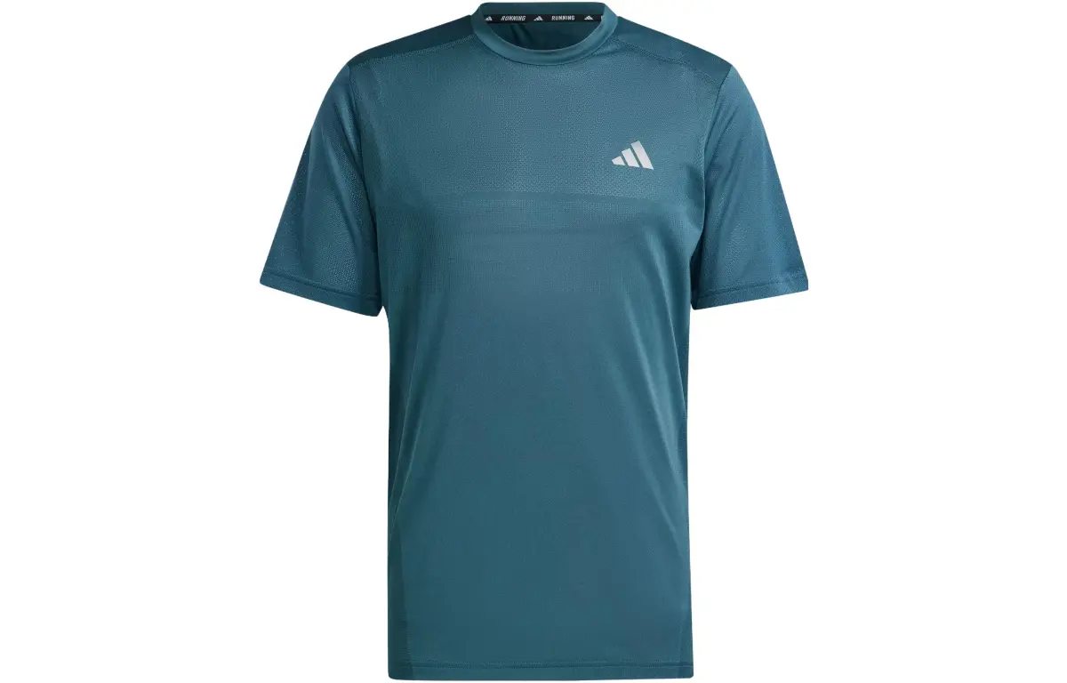 Adidas Ultimate Running T-Shirts Men's Arctic Ocean Blue Crew Neck Moderate Straight Fit