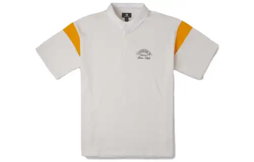 Converse T Shirts Men's White Polo Collar Moderate Straight Fit