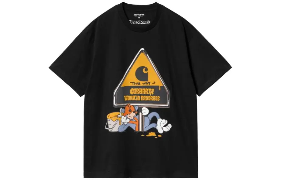 Carhartt WIP T-Shirts Men's Black Crew Neck Moderate Straight Fit