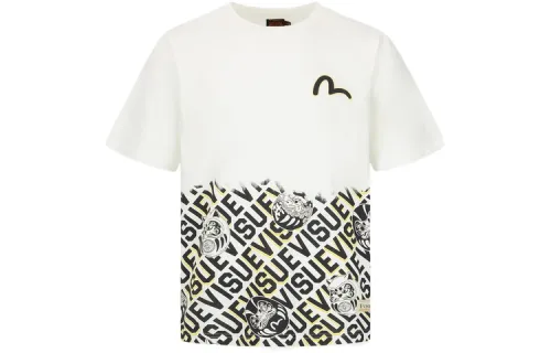 EVISU T Shirts Men's White Crew Neck Moderate Straight Fit