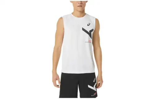 ASICS A I M T Shirts Men's White Crew Neck Moderate Straight Fit