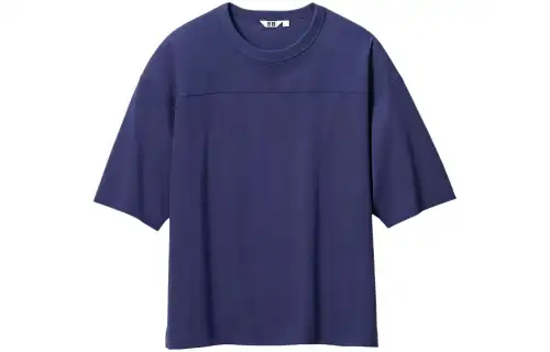 UNIQLO U Collection T Shirts Men's Navy Blue Crew Neck Moderate
