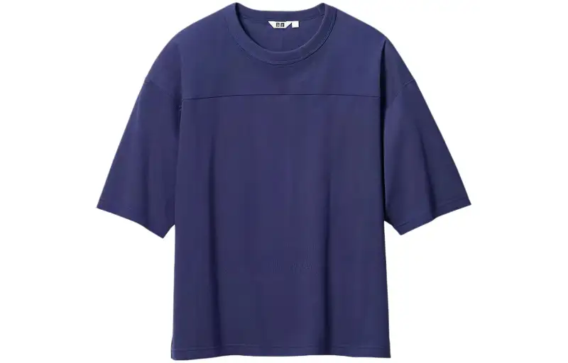 UNIQLO U Collection T Shirts Men's Navy Blue Crew Neck Moderate