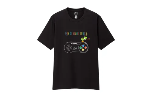 UNIQLO T Shirts Men's Black Crew Neck Moderate