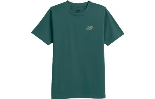 New Balance T Shirts Men's Green Crew Neck Moderate Straight Fit