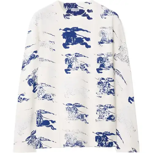 Burberry Allover Logo Printed Long Sleeved T Shirt
