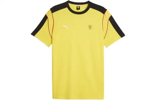 PUMA T Shirts Men's Yellow Crew Neck Moderate