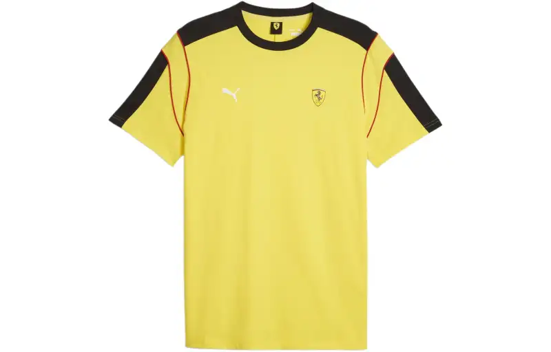 PUMA T Shirts Men's Yellow Crew Neck Moderate