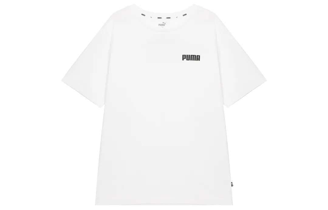 PUMA ESS T Shirts Men's White Crew Neck Moderate Straight Fit