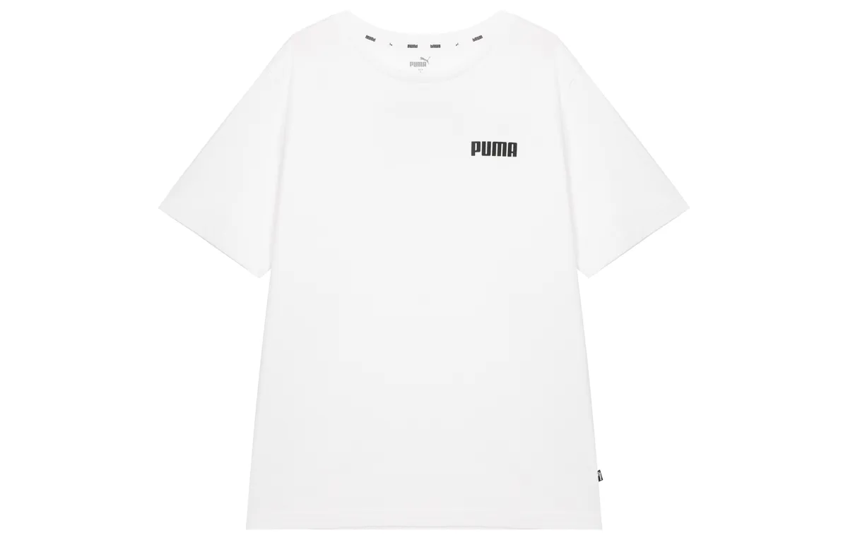 PUMA ESS T-Shirts Men's White Crew Neck Moderate Straight Fit