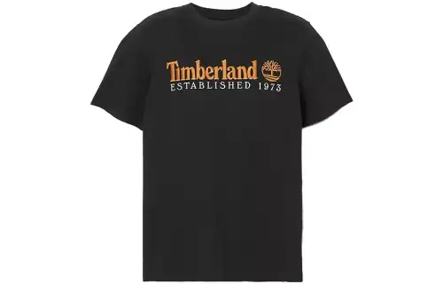 Timberland T Shirts Men's Black Crew Neck Moderate Straight Fit