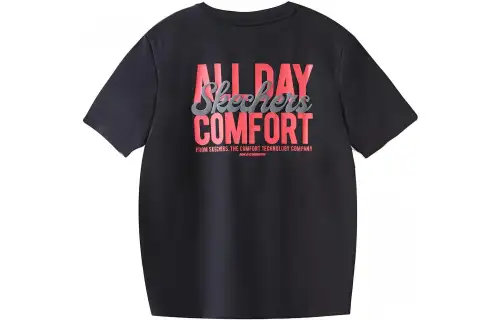 Skechers Stroll T Shirts Men's Black/0018 Crew Neck Moderate Straight Fit