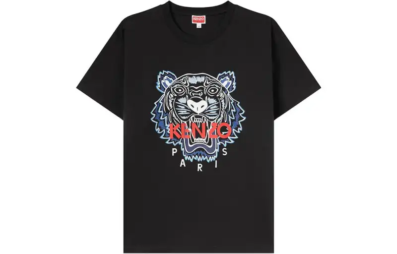 KENZO FW23 Tiger Head Logo Printed T-Shirt Men's Black