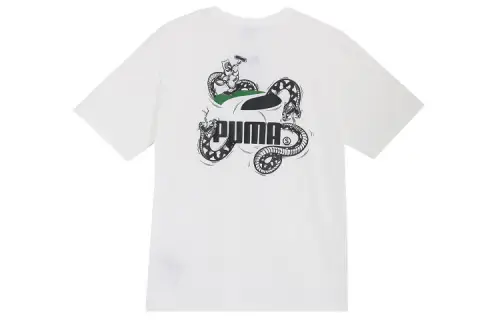 PUMA T Shirts Men's White Crew Neck Moderate