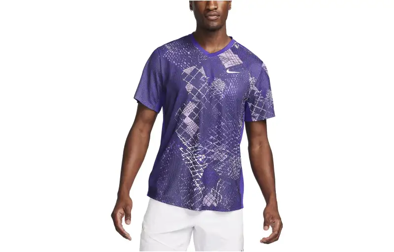 Nike Dri Fit T Shirts Men's Purple Crew Neck Moderate Straight Fit