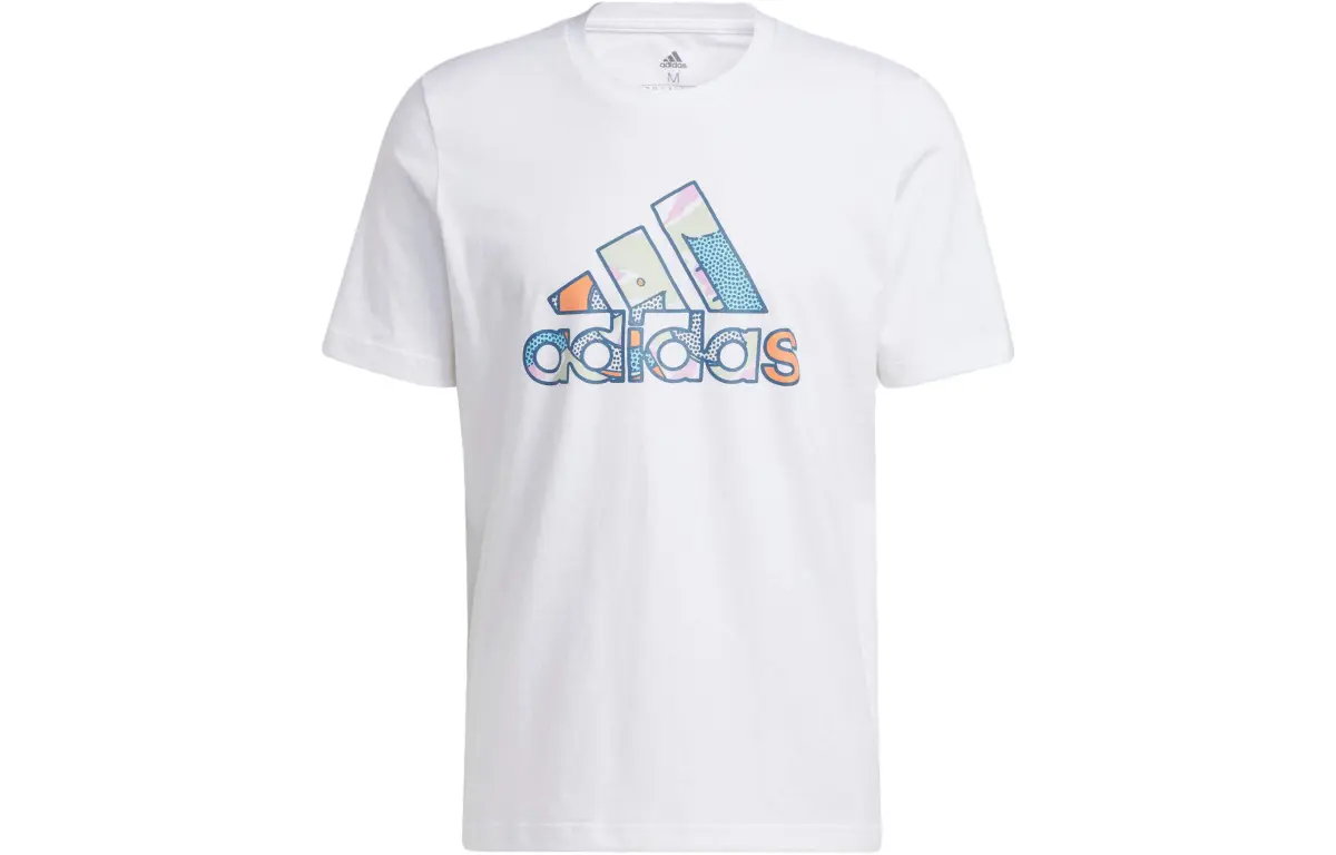 Adidas T-Shirts Men's White Crew Neck Moderate Straight Fit