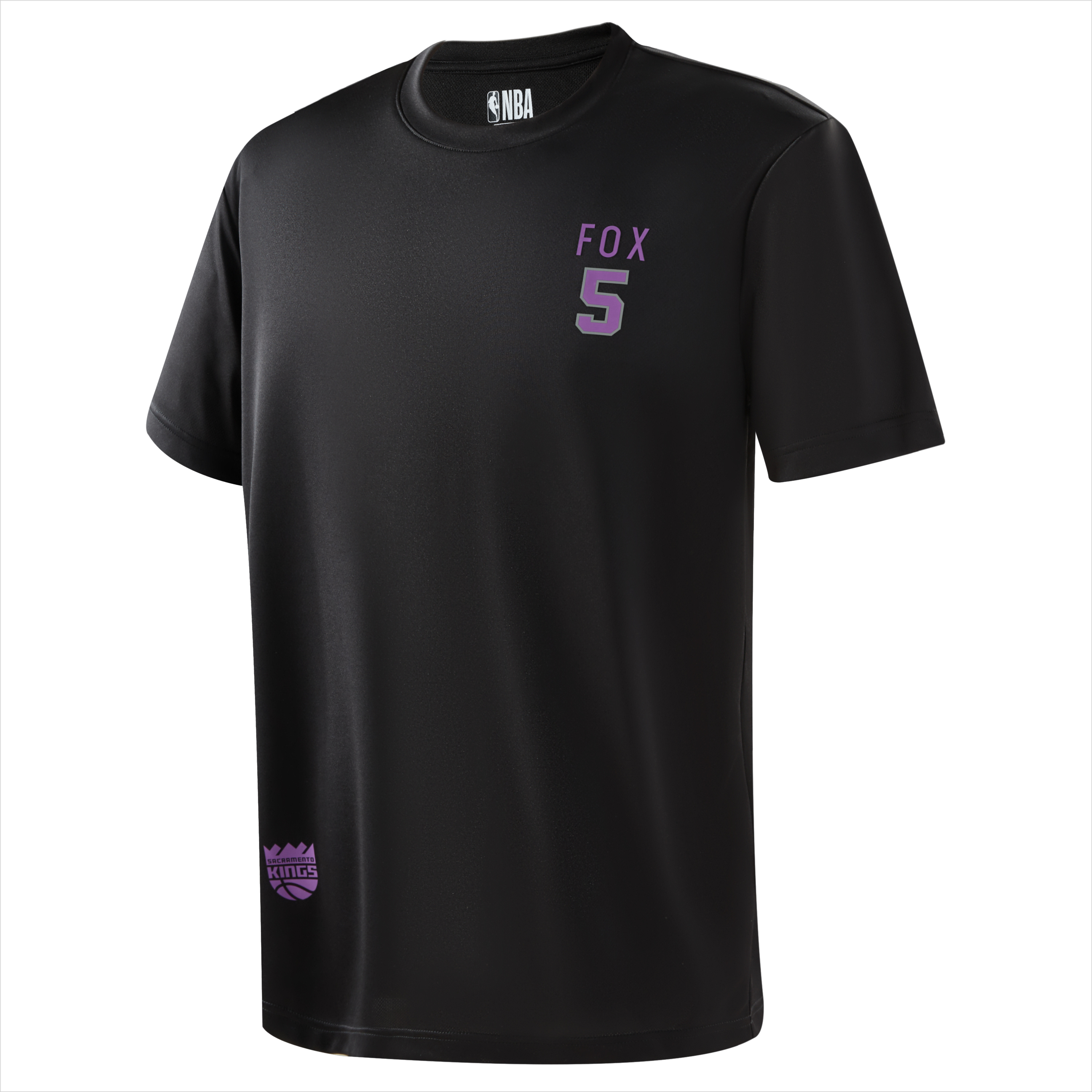 NBA Sacramento Kings Player Number Series Player Number Series Sacramento Kings De'Aaron Fox No. 5 Sports Round Neck Breathable Short Sleeve T-shirt Unisex Black