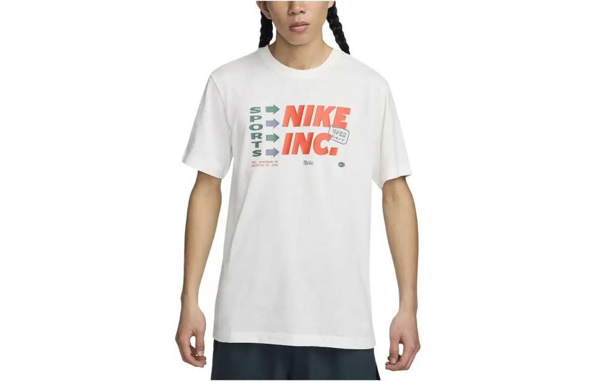 Nike T-Shirts Men's White Crew Neck Moderate Straight Fit